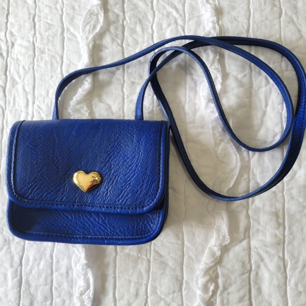 2/$40 GAP Kids Crossbody Bag Bright Blue with Gold Heart 💛 EUC